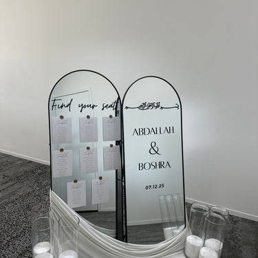 Mirror seating chart & welcome sign combo