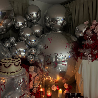 Birthday backdrop - Big silver balls