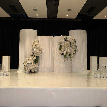 Backdrop and 10x centrepieces combo package