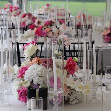 Crystal candle holders with cylinder glass tube